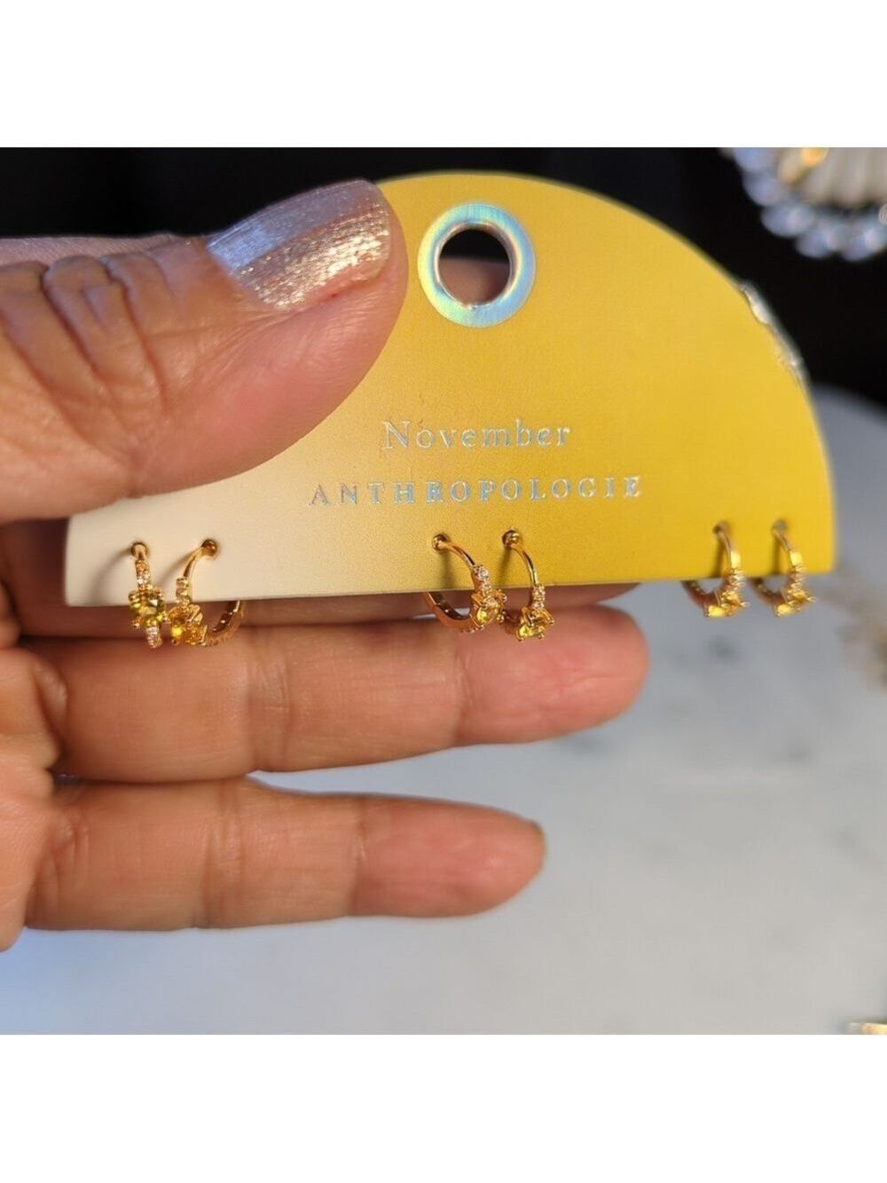 Anthropologie Small Hoop & Stud 14K Gold Plated Earrings Set, 3 Pairs - NWT - Picture 2 of 9